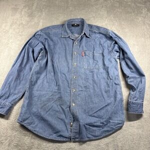 Vintage Looney Tunes Shirt Denim Button Up Tweety Bird Cartoon 90s Size Large
